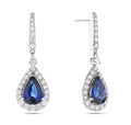 Royal Blue Sapphire & Diamond Drop Earrings