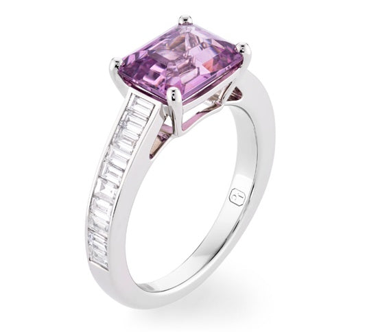 Natural Violet Spinel & Diamond Platinum Ring